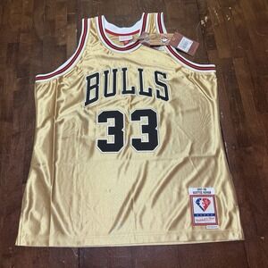 Men's XL Mitchell Ness Scottie Pippen Gold Chicago Bulls 75th‎ Anniversary 97/98